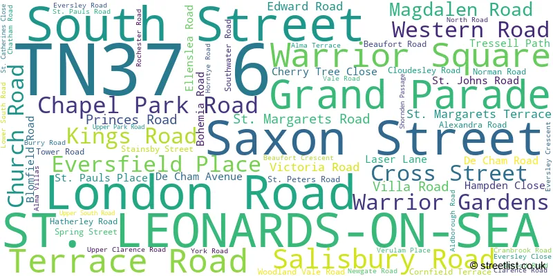 A word cloud for the TN37 6 postcode